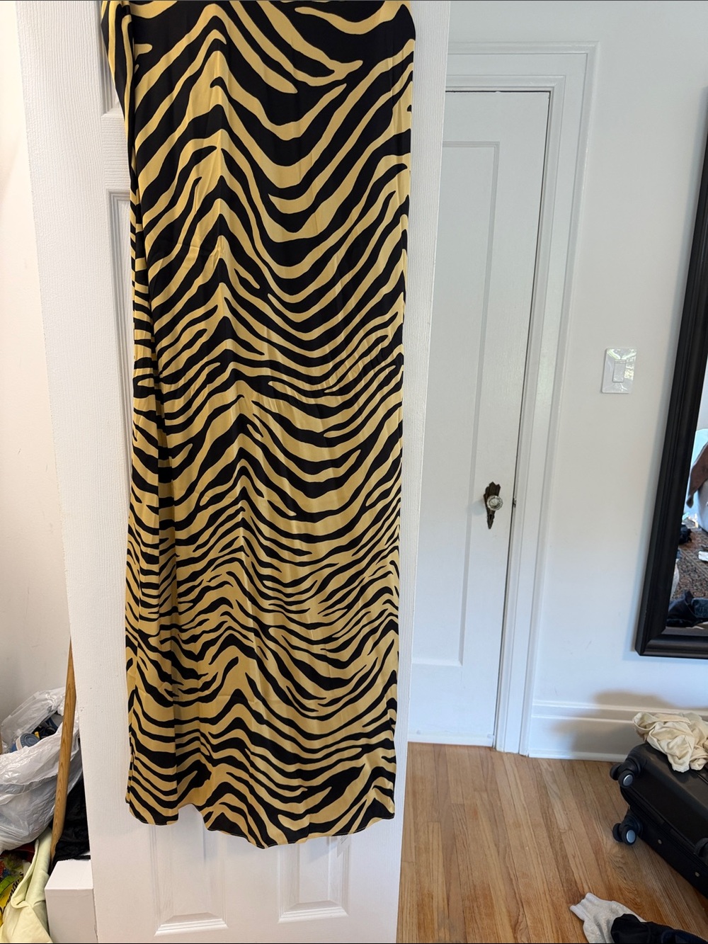 Zebra-Print Maxi Dress in Black and Tan